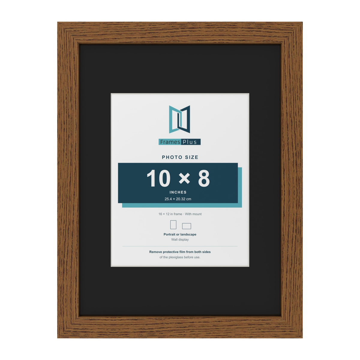 Dark Oak 16 x 12 inch picture frame with a black mount for a 10 x 8 inch photo