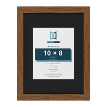 Dark Oak 16 x 12 inch picture frame with a black mount for a 10 x 8 inch photo