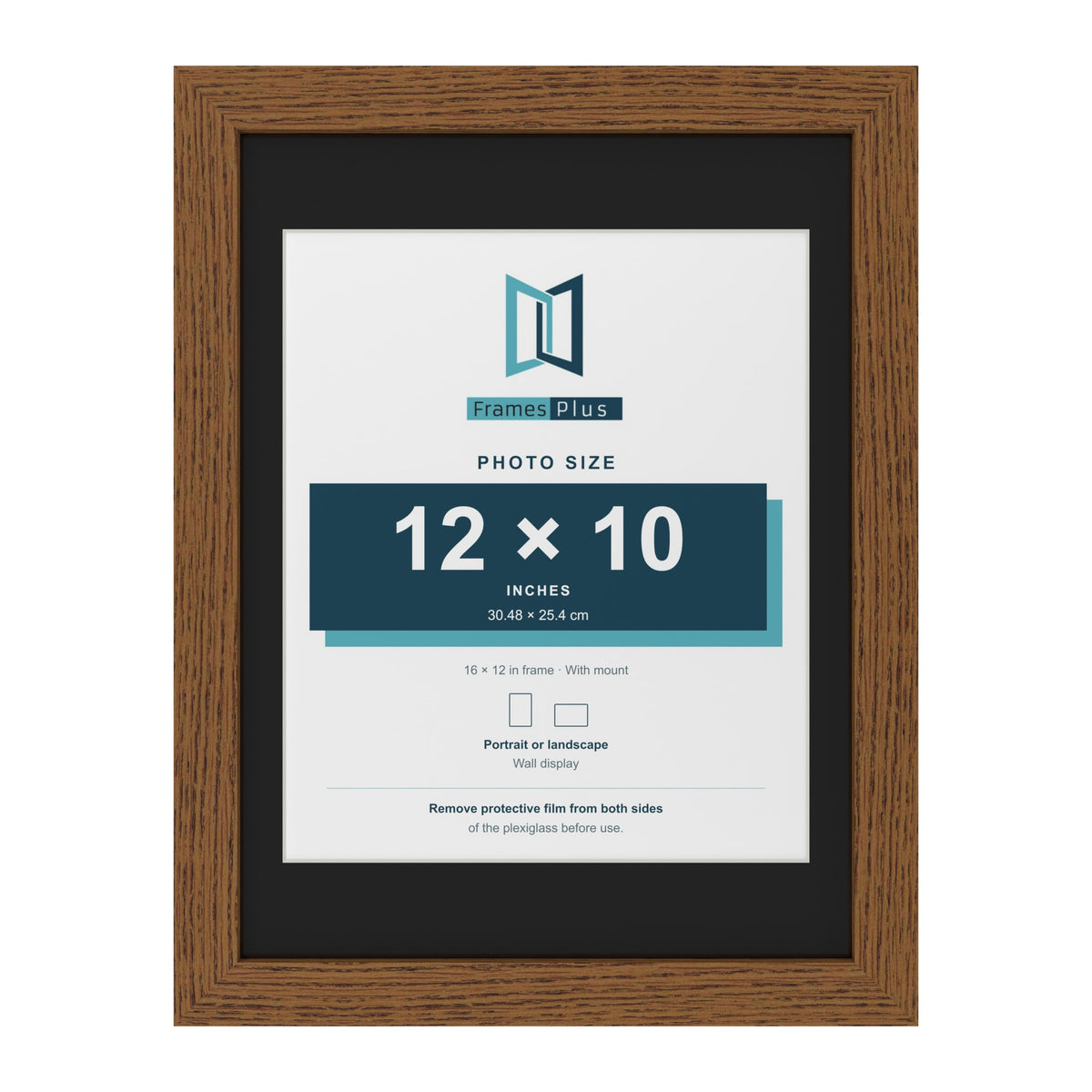 Dark Oak 16 x 12 inch picture frame with a black mount for a 12 x 10 inch photo