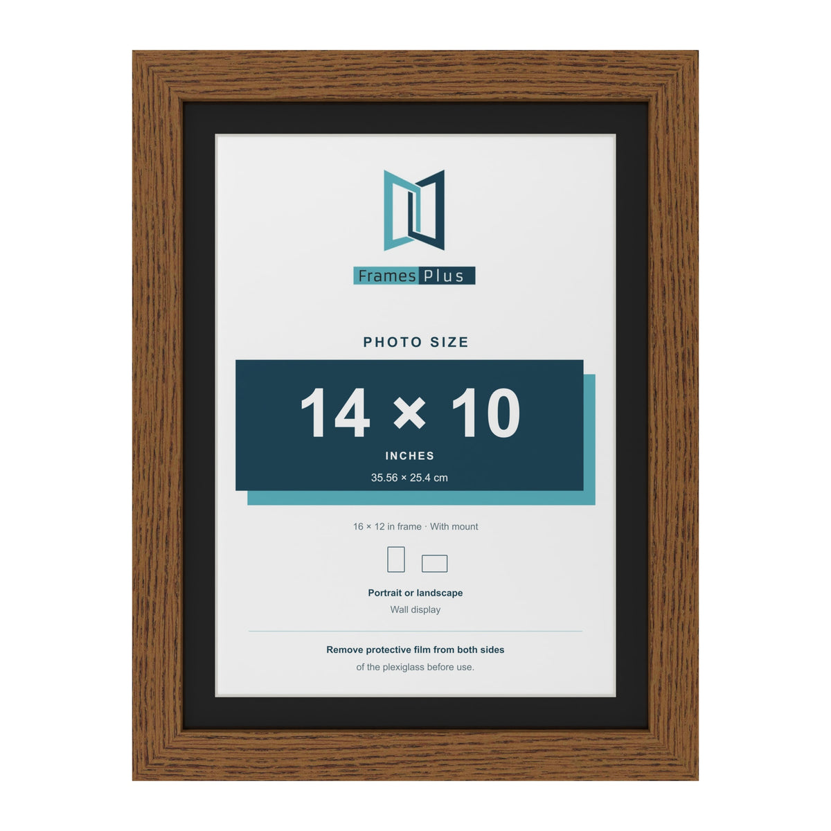 Dark Oak 16 x 12 inch picture frame with a black mount for a 14 x 10 inch photo