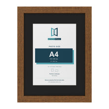 Dark Oak 16 x 12 inch picture frame with a black mount for an A4 photo