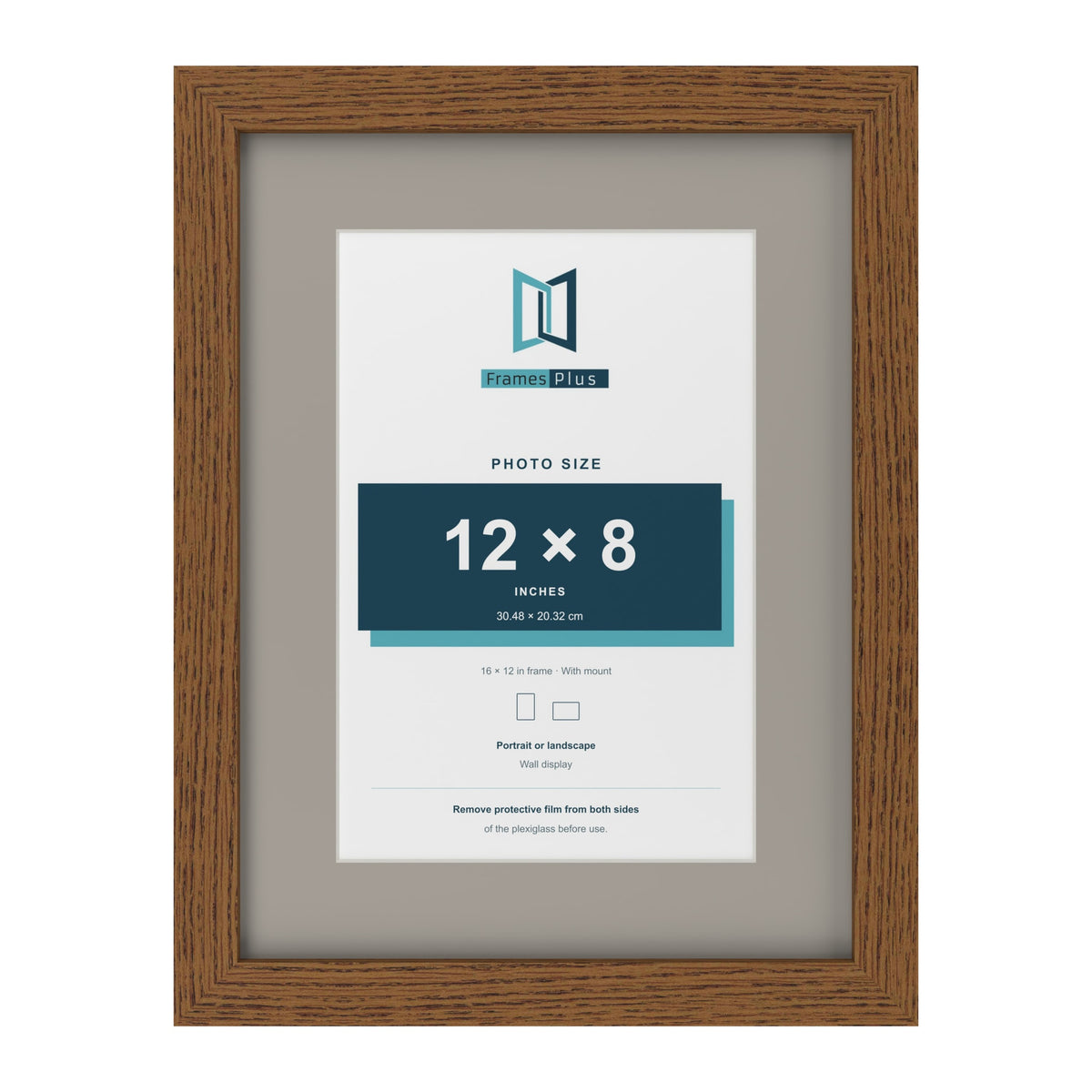 Dark Oak 16 x 12 inch picture frame with a Dawn Grey mount for a 12 x 8 inch photo