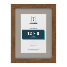 Dark Oak 16 x 12 inch picture frame with a Dawn Grey mount for a 12 x 8 inch photo