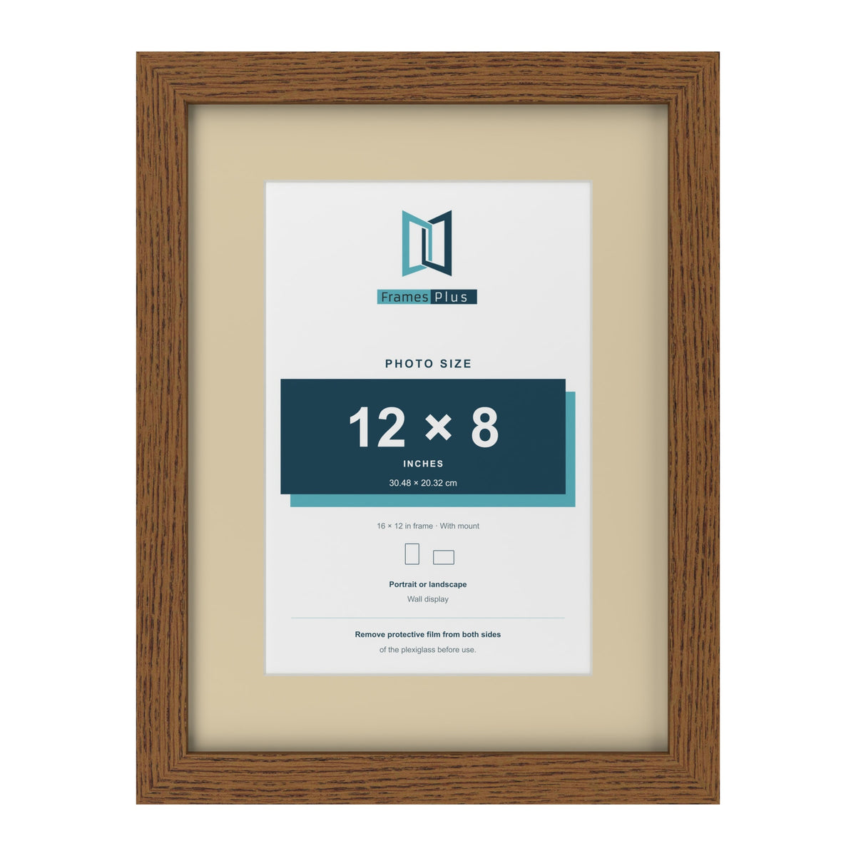 Dark Oak 16 x 12 inch picture frame with an ivory mount for a 12 x 8 inch photo
