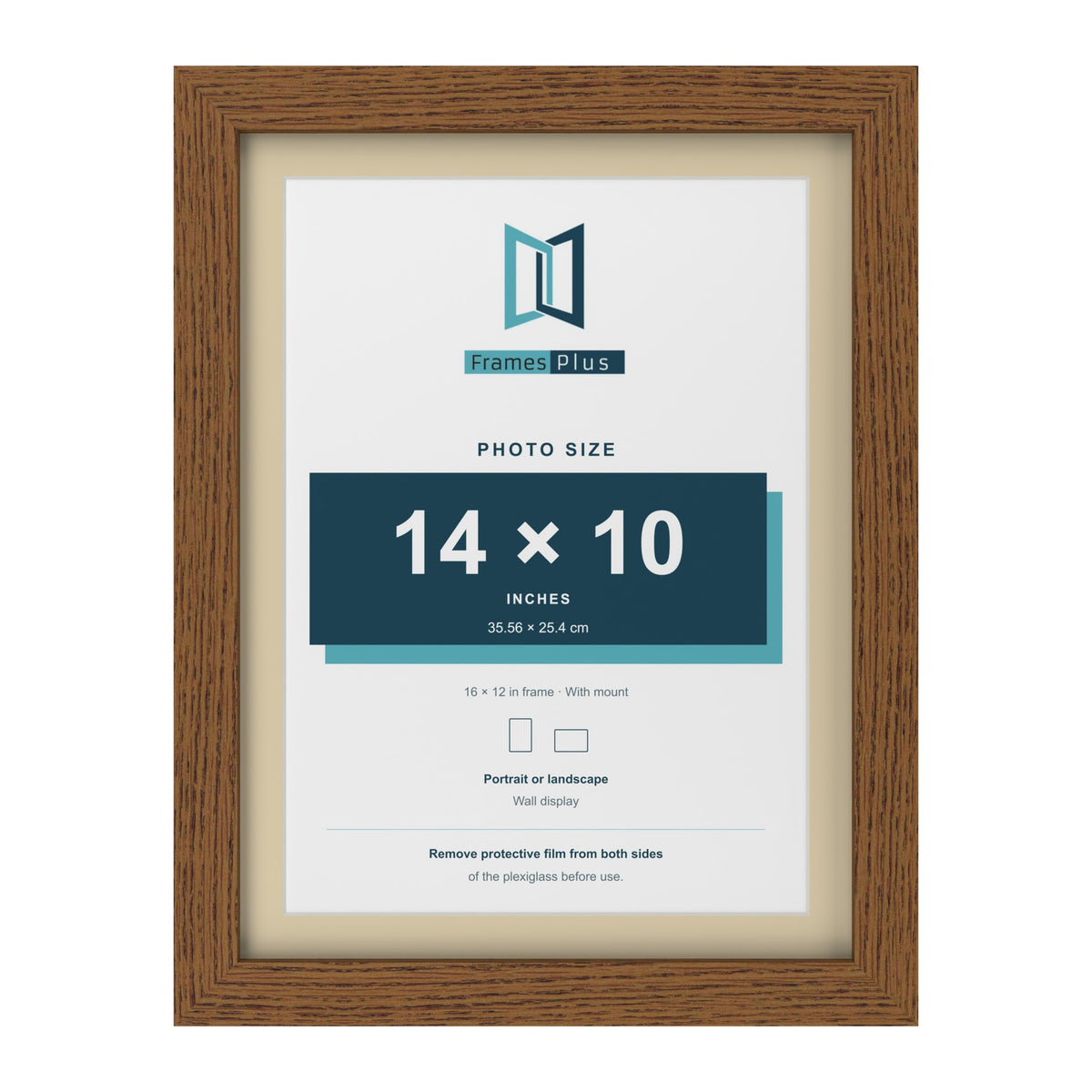 Dark Oak 16 x 12 inch picture frame with an ivory mount for a 14 x 10 inch photo