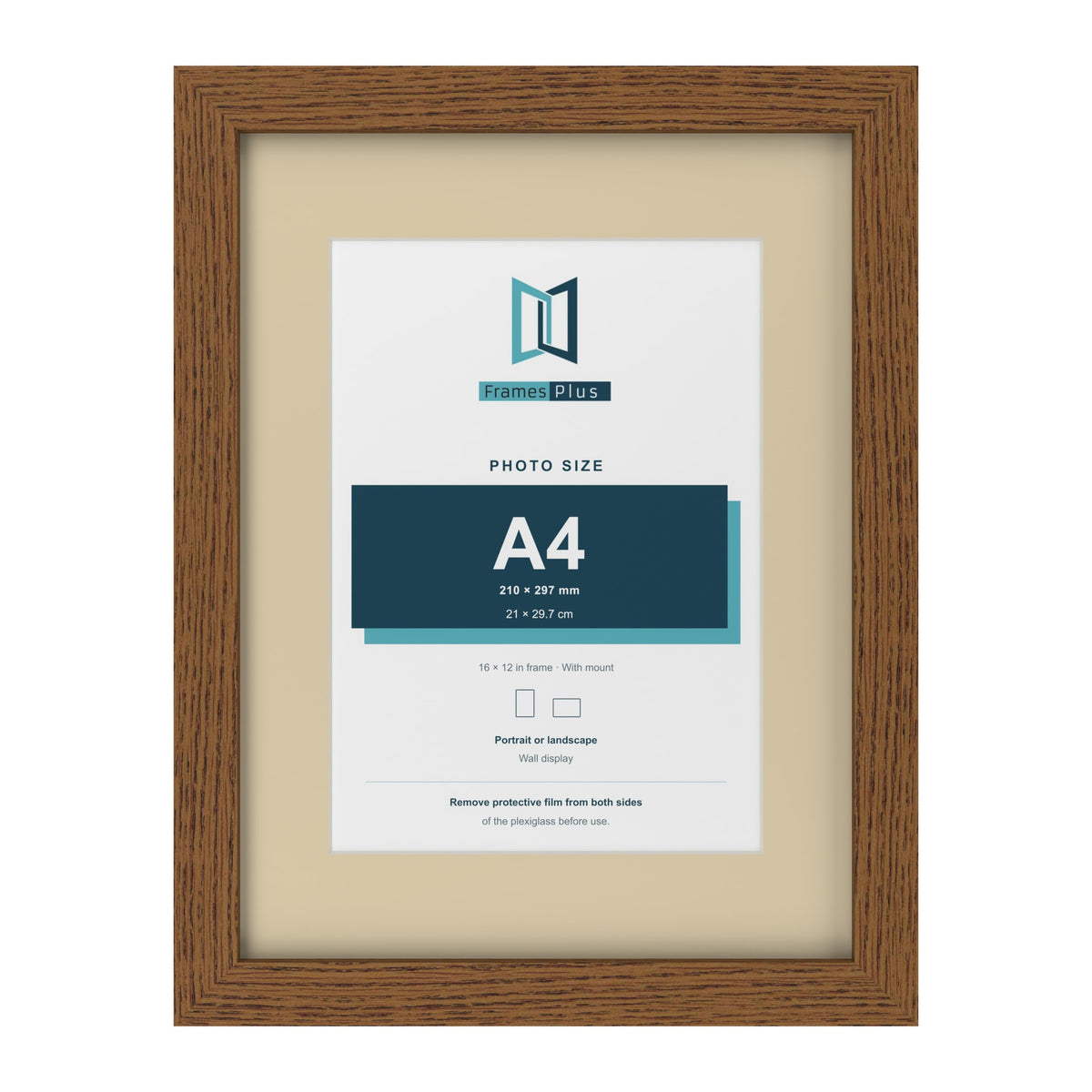 Dark Oak 16 x 12 inch picture frame with an ivory mount for an A4 photo