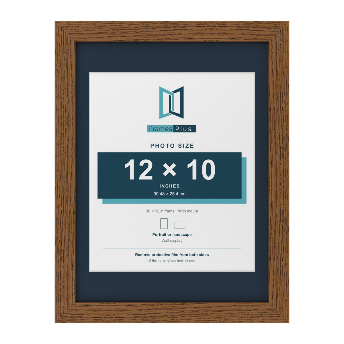 Dark Oak 16 x 12 inch picture frame with a Pacific Blue mount for a 12 x 10 inch photo