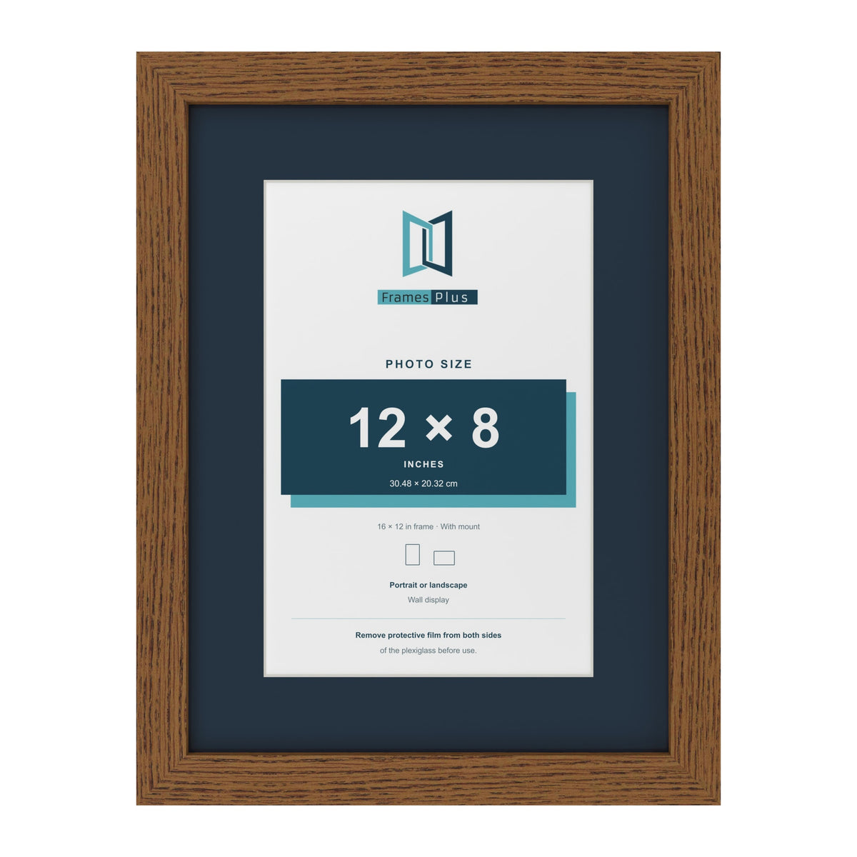 Dark Oak 16 x 12 inch picture frame with a Pacific Blue mount for a 12 x 8 inch photo