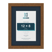 Dark Oak 16 x 12 inch picture frame with a Pacific Blue mount for a 12 x 8 inch photo