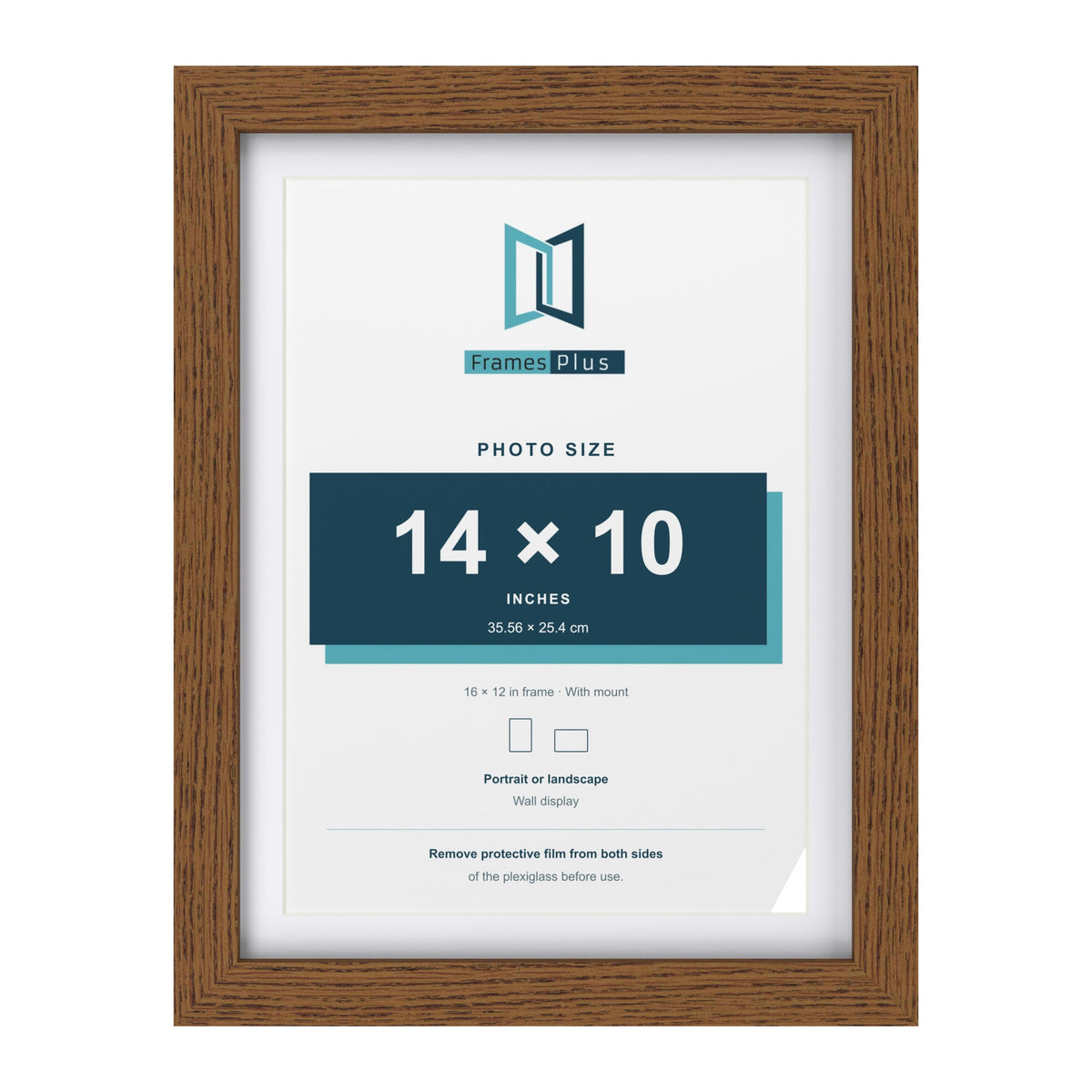 Dark Oak 16 x 12 inch picture frame with a white mount for a 14 x 10 inch photo