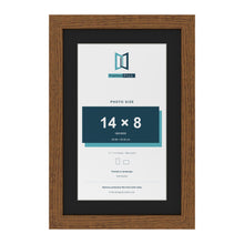 Dark Oak 17 x 11 inch picture frame with a black mount for a 14 x 8 inch photo