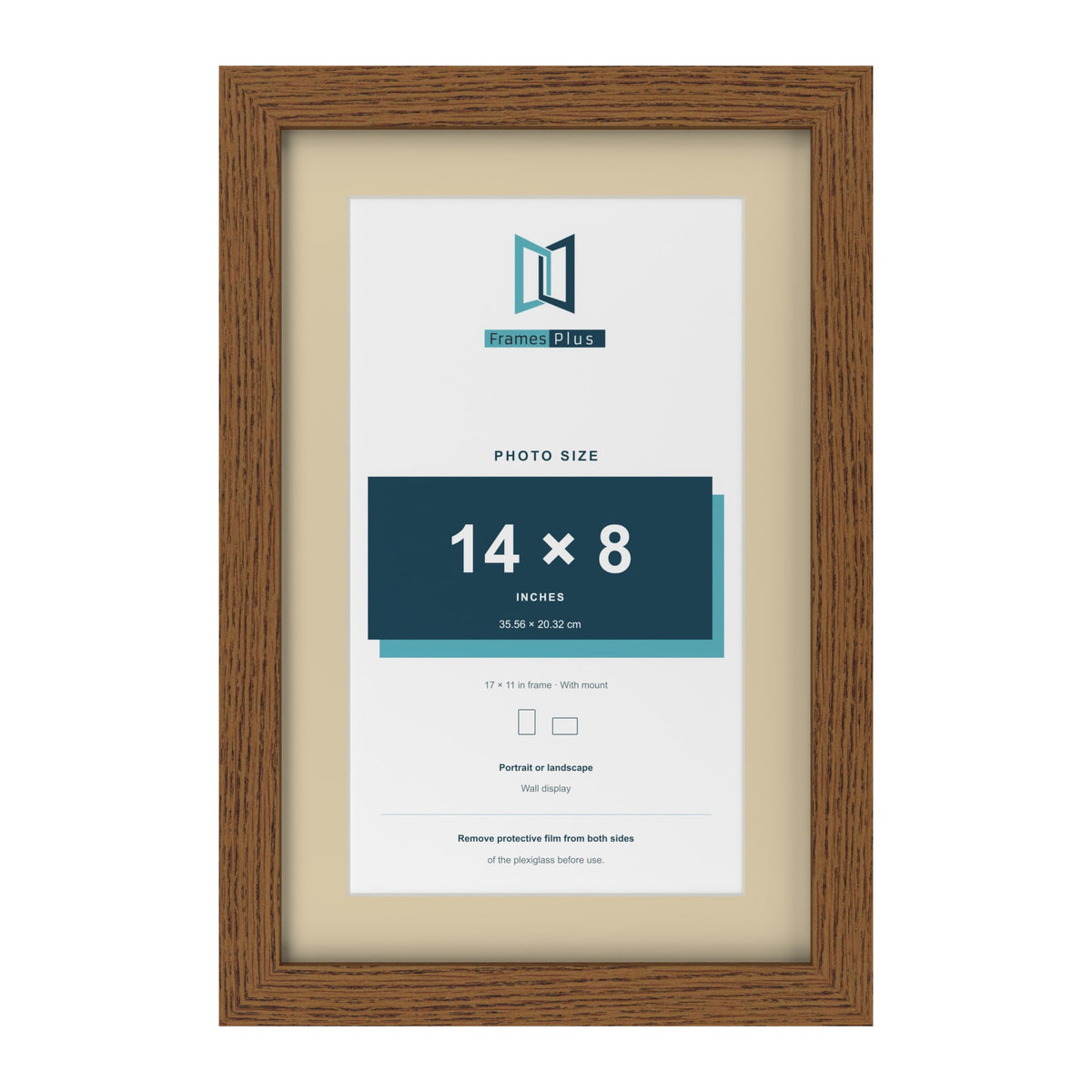 Dark Oak 17 x 11 inch picture frame with an ivory mount for a 14 x 8 inch photo
