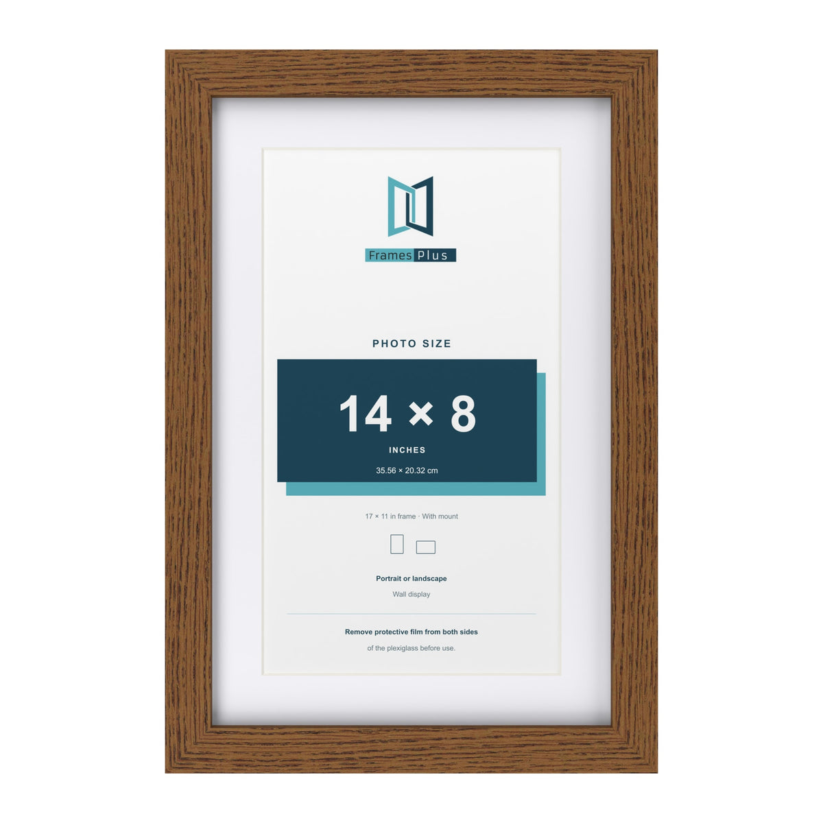 Dark Oak 17 x 11 inch picture frame with a white mount for a 14 x 8 inch photo