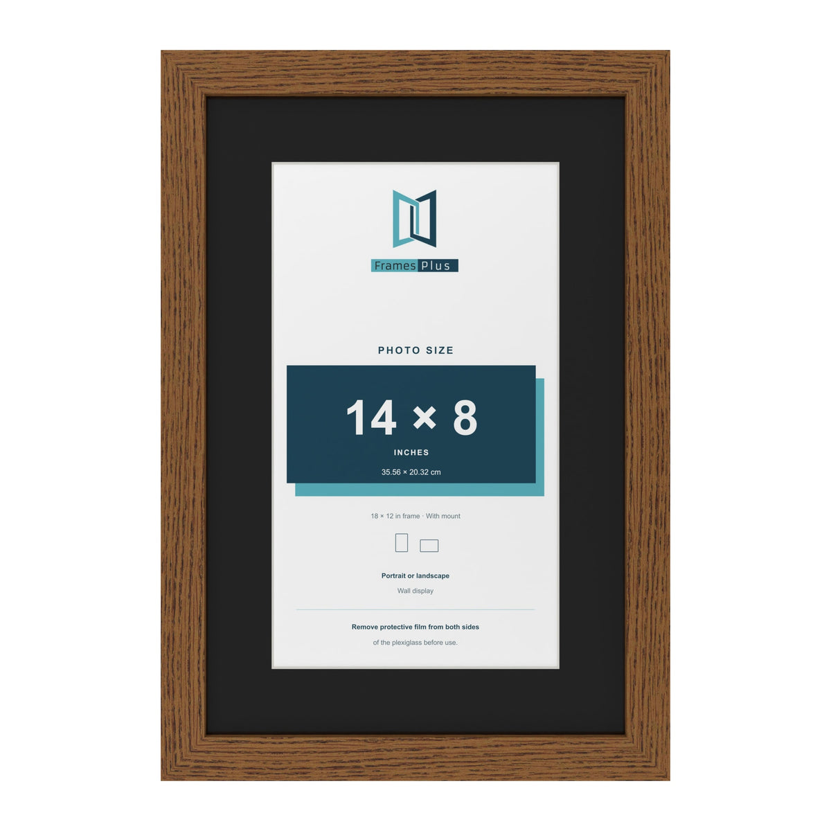 Dark Oak 18 x 12 inch picture frame with a black mount for a 14 x 8 inch photo