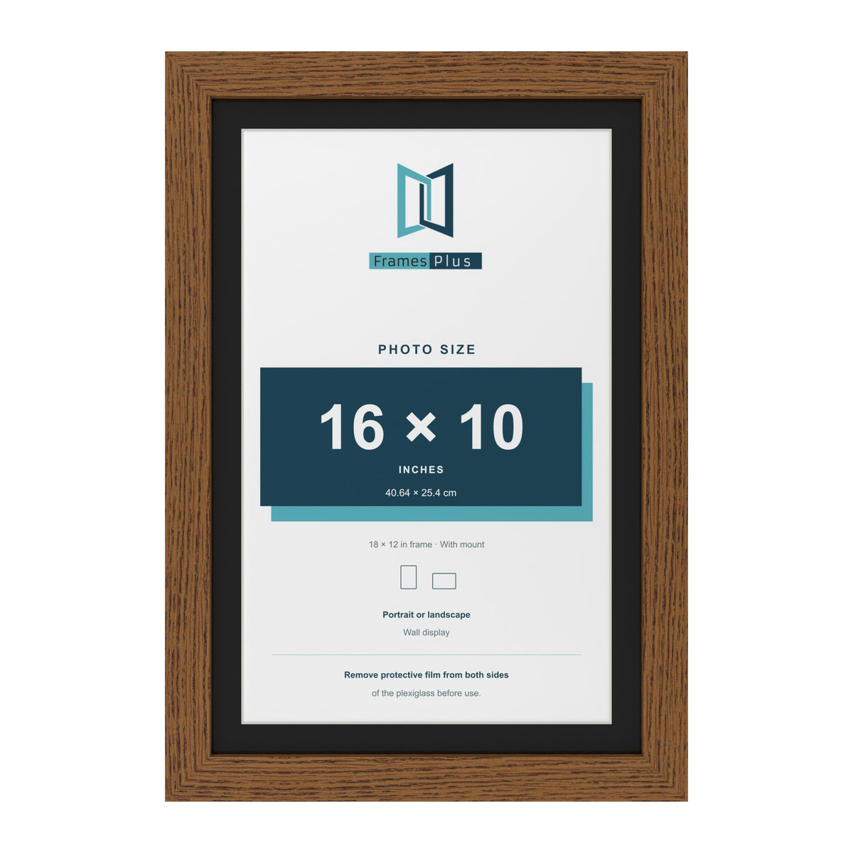 Dark Oak 18 x 12 inch picture frame with a black mount for a 16 x 10 inch photo