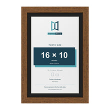 Dark Oak 18 x 12 inch picture frame with a black mount for a 16 x 10 inch photo