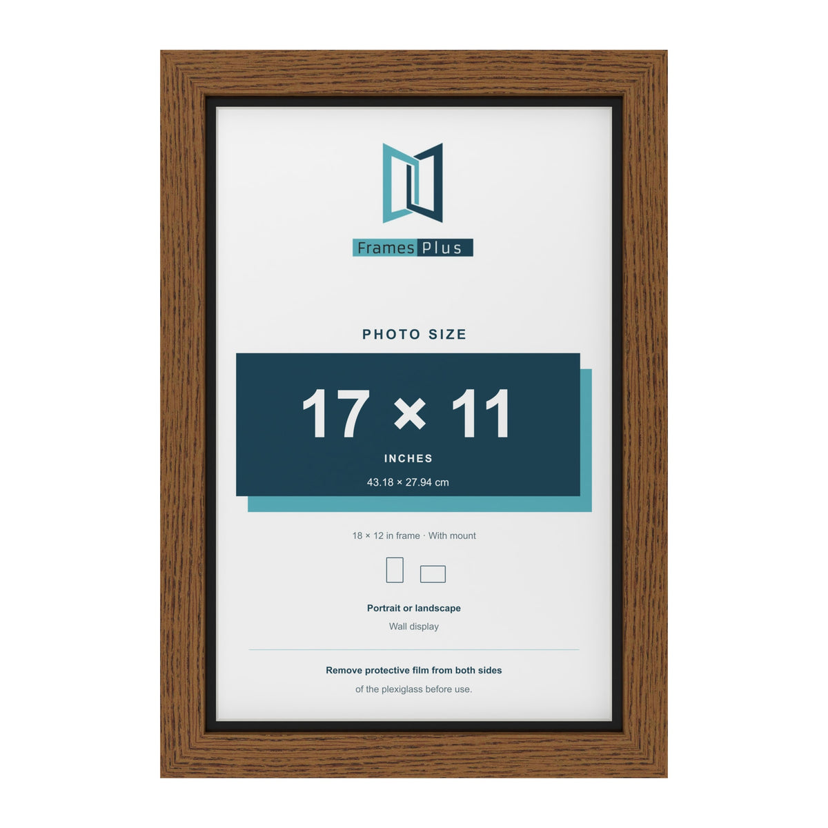 Dark Oak 18 x 12 inch picture frame with a black mount for a 17 x 11 inch photo