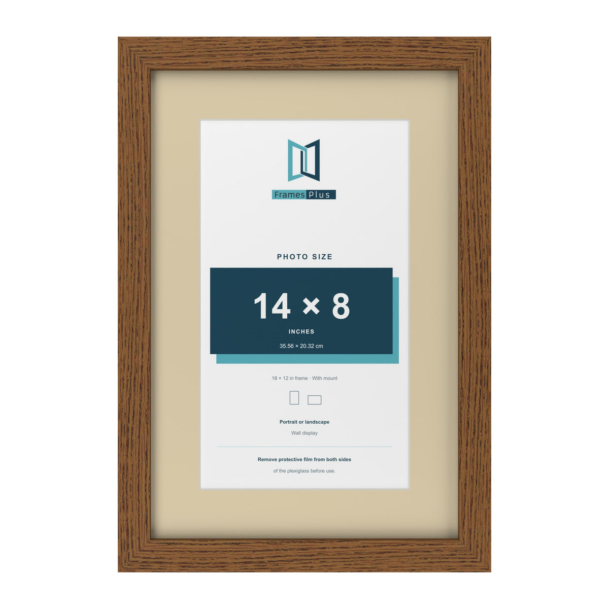 Dark Oak 18 x 12 inch picture frame with an ivory mount for a 14 x 8 inch photo