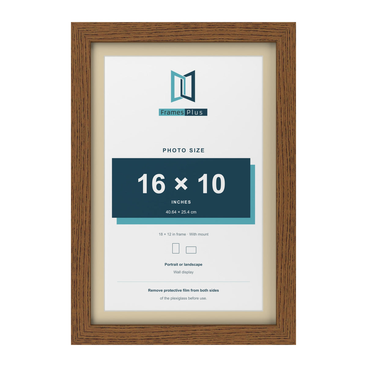 Dark Oak 18 x 12 inch picture frame with an ivory mount for a 16 x 10 inch photo