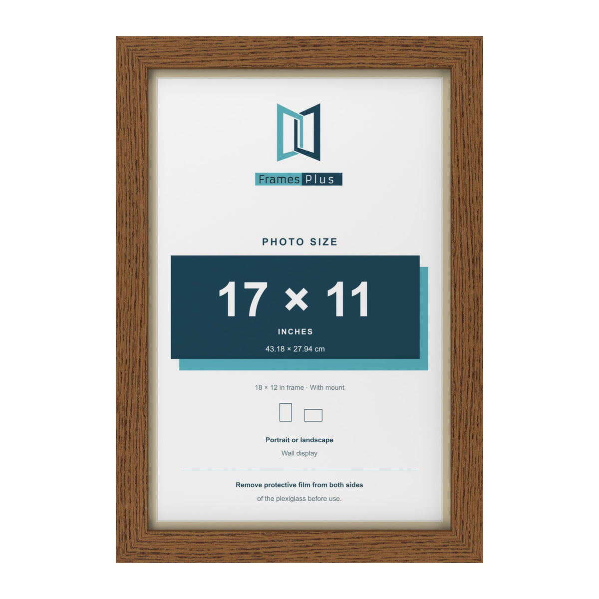 Dark Oak 18 x 12 inch picture frame with an ivory mount for a 17 x 11 inch photo