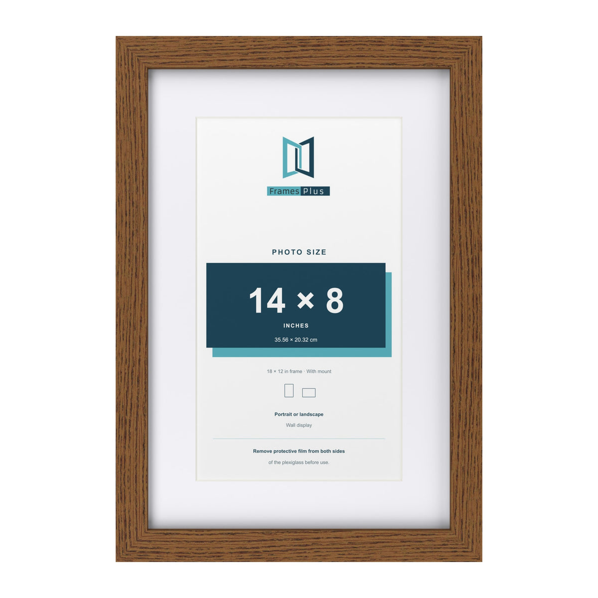 Dark Oak 18 x 12 inch picture frame with a white mount for a 14 x 8 inch photo