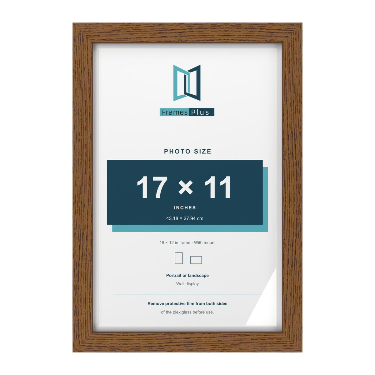 Dark Oak 18 x 12 inch picture frame with a white mount for a 17 x 11 inch photo