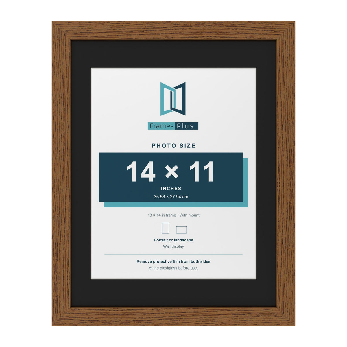 Dark Oak 18 x 14 inch picture frame with a black mount for a 14 x 11 inch photo
