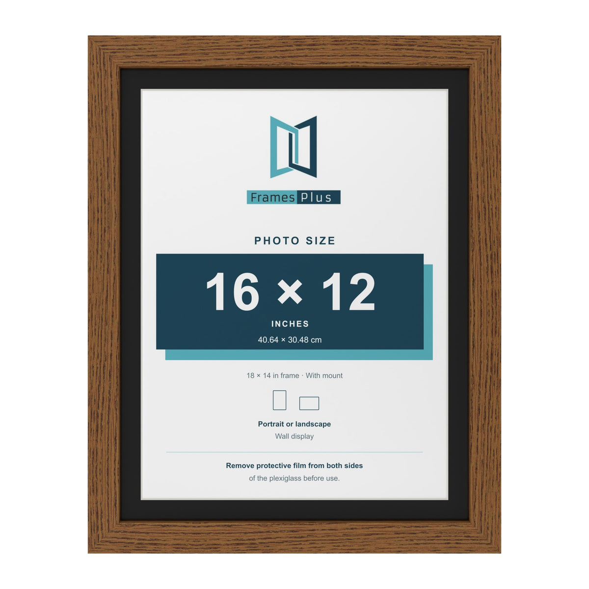 Dark Oak 18 x 14 inch picture frame with a black mount for a 16 x 12 inch photo