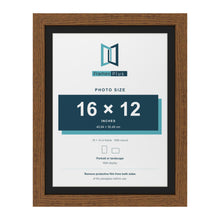 Dark Oak 18 x 14 inch picture frame with a black mount for a 16 x 12 inch photo