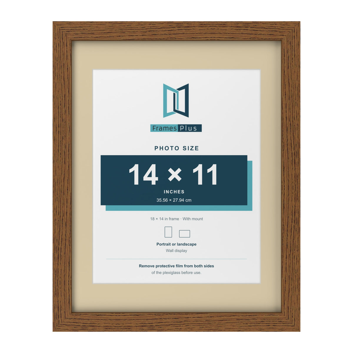 Dark Oak 18 x 14 inch picture frame with an ivory mount for a 14 x 11 inch photo