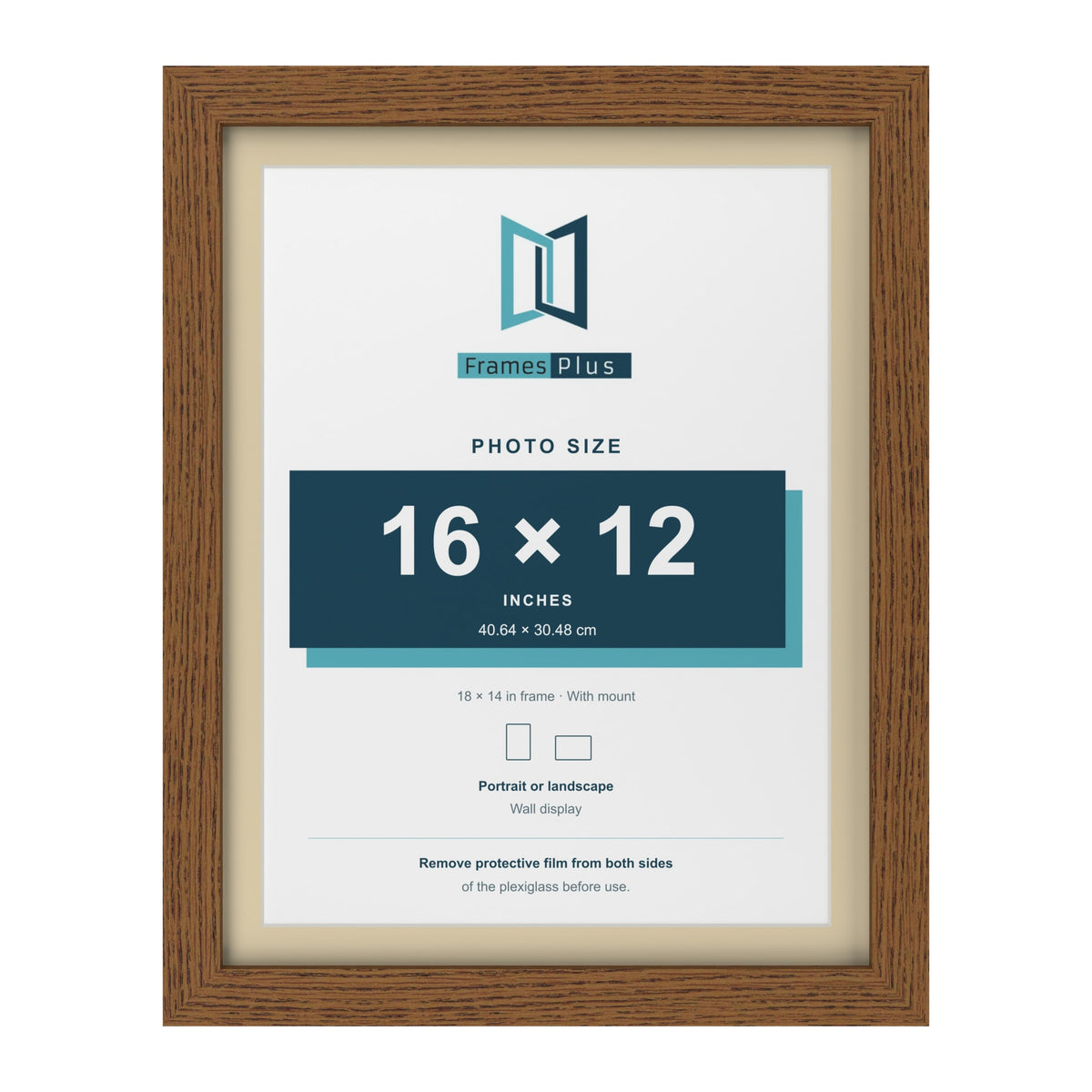 Dark Oak 18 x 14 inch picture frame with an ivory mount for a 16 x 12 inch photo