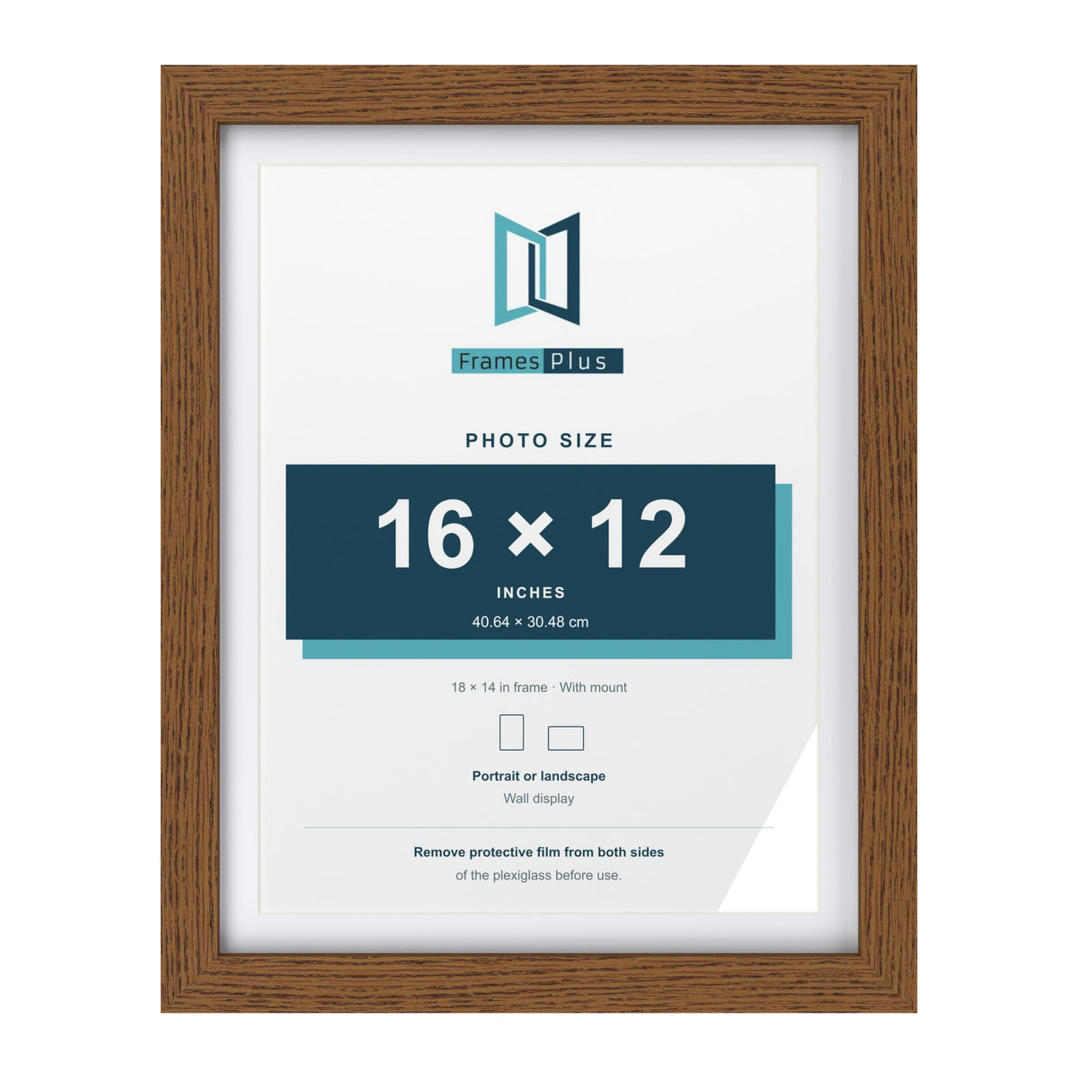 Dark Oak 18 x 14 inch picture frame with a white mount for a 16 x 12 inch photo