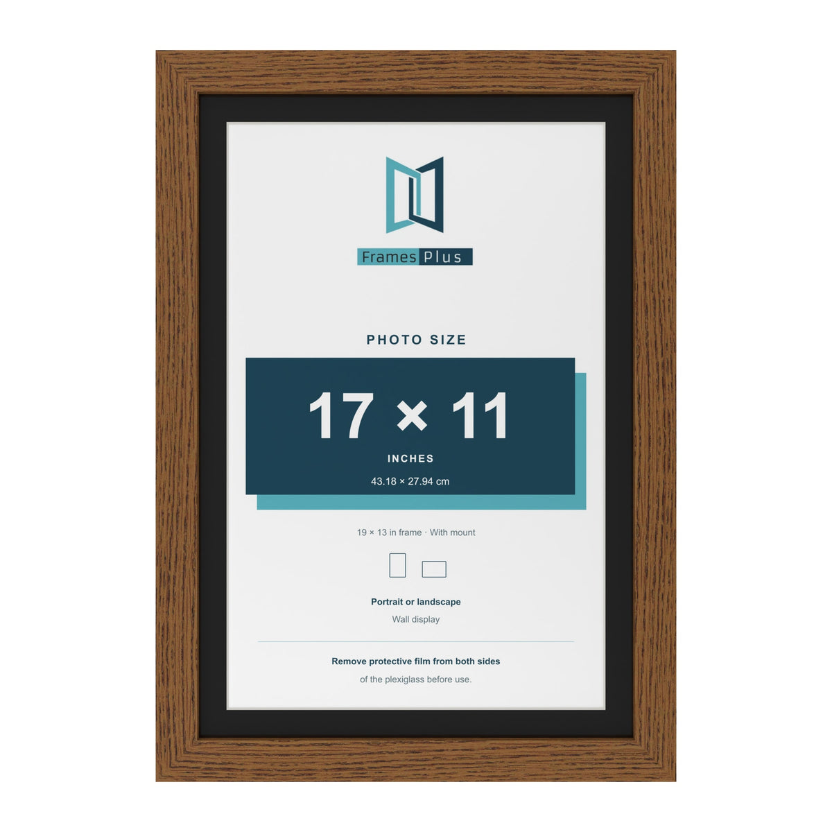 Dark Oak 19 x 13 inch picture frame with a black mount for a 17 x 11 inch photo