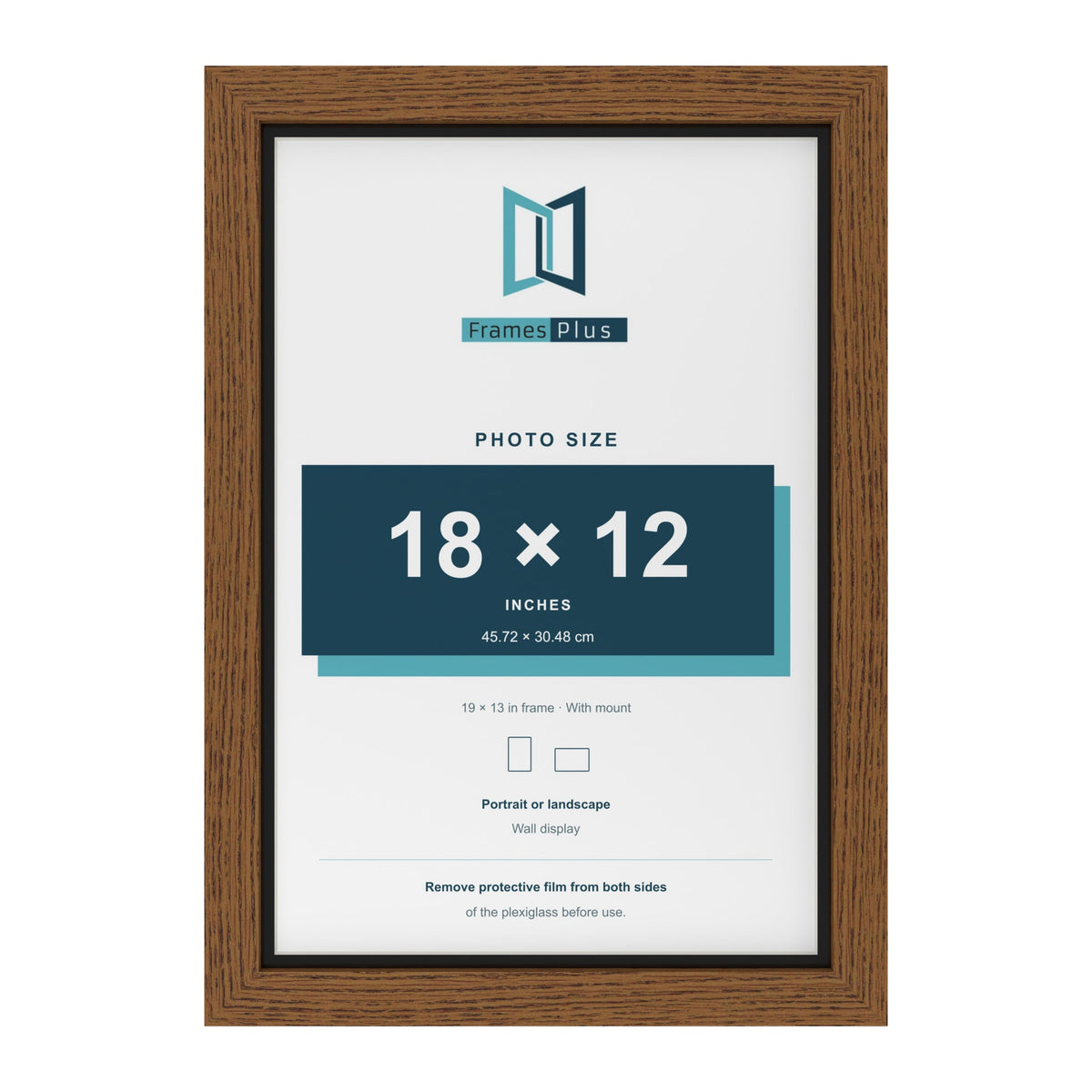 Dark Oak 19 x 13 inch picture frame with a black mount for an 18 x 12 inch photo