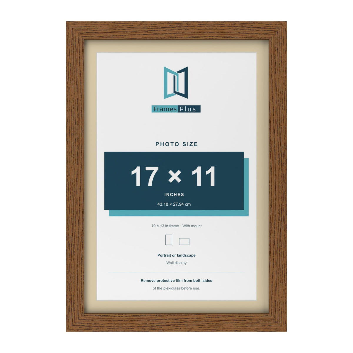 Dark Oak 19 x 13 inch picture frame with an ivory mount for a 17 x 11 inch photo