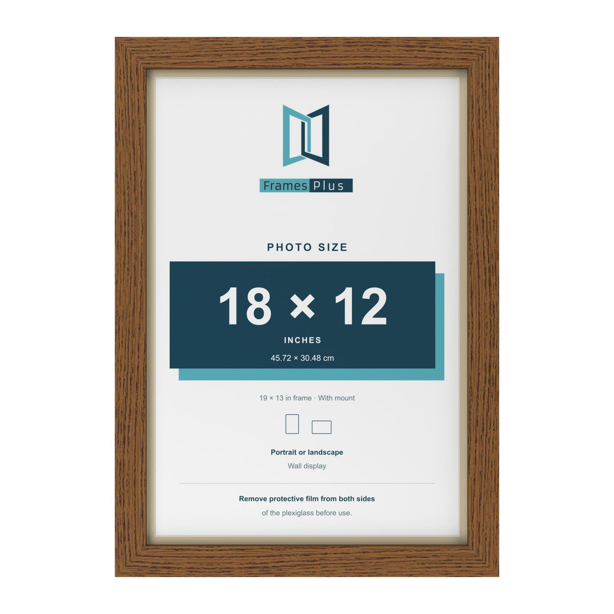 Dark Oak 19 x 13 inch picture frame with an ivory mount for an 18 x 12 inch photo