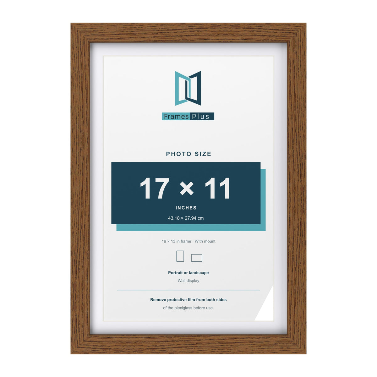Dark Oak 19 x 13 inch picture frame with a white mount for a 17 x 11 inch photo