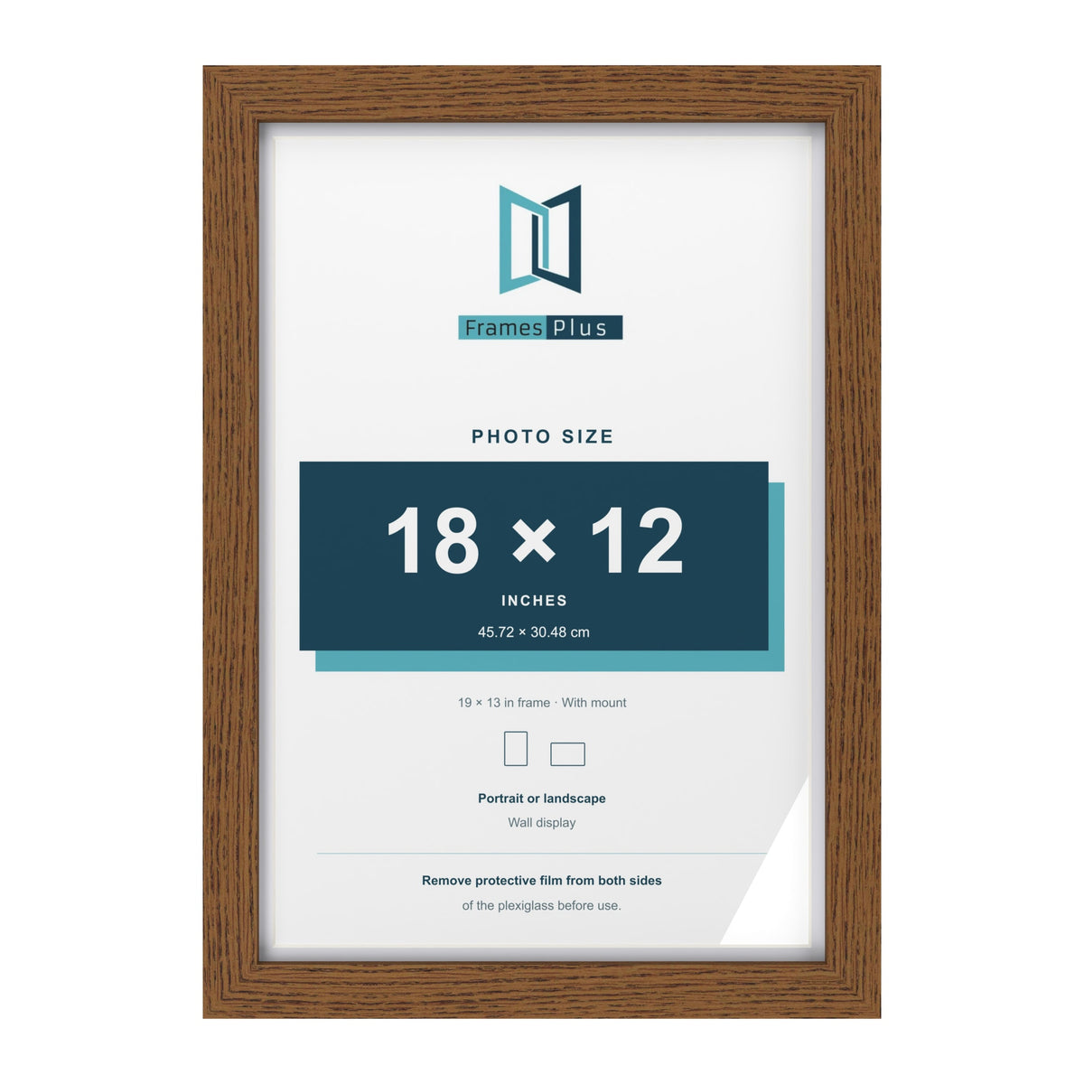 Dark Oak 19 x 13 inch picture frame with a white mount for a 18 x 12 inch photo