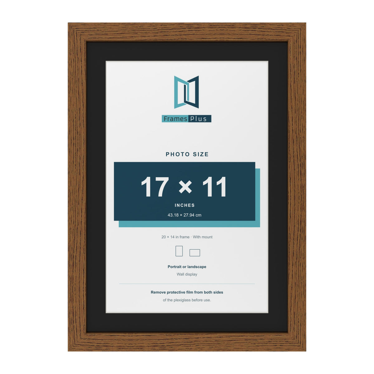 Dark Oak 20 x 14 inch picture frame with a black mount for a 17 x 11 inch photo