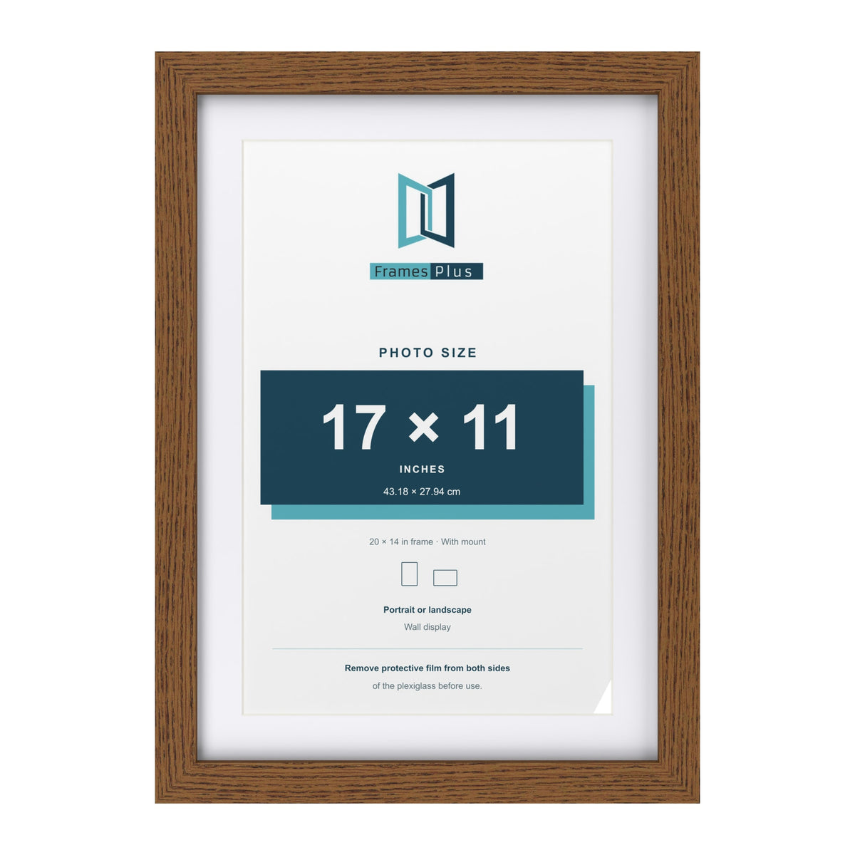 Dark Oak 20 x 14 inch picture frame with a white mount for a 17 x 11 inch photo