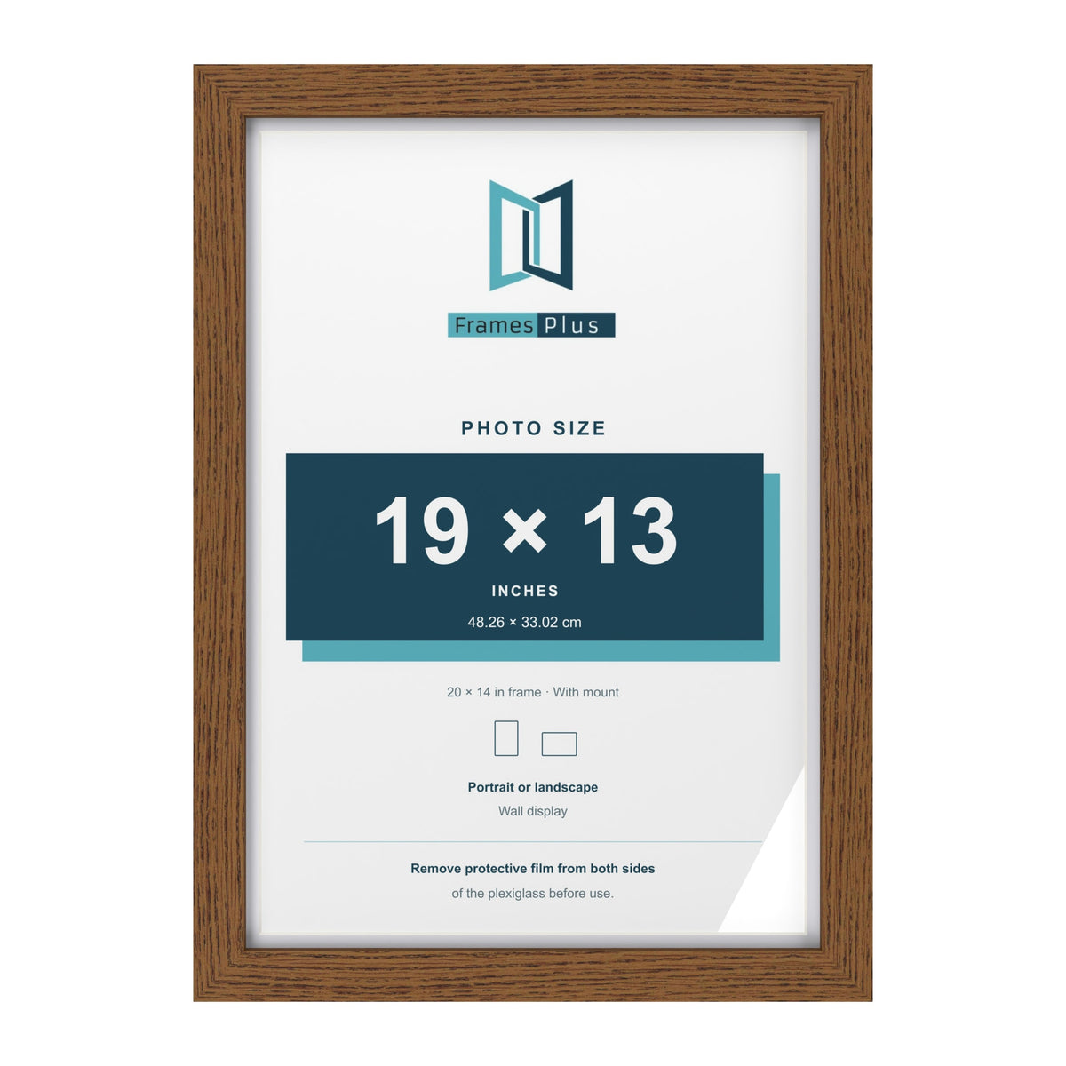 Dark Oak 20 x 14 inch picture frame with a white mount for a 19 x 13 inch photo