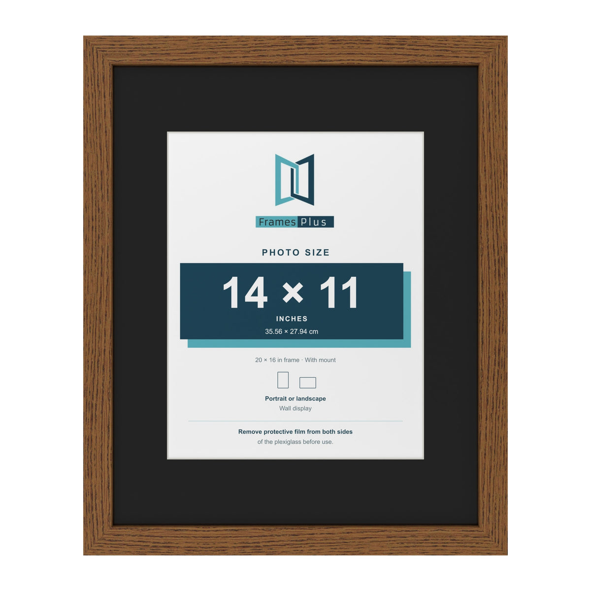 Dark Oak 20 x 16 inch picture frame with a black mount for a 14 x 11 inch photo