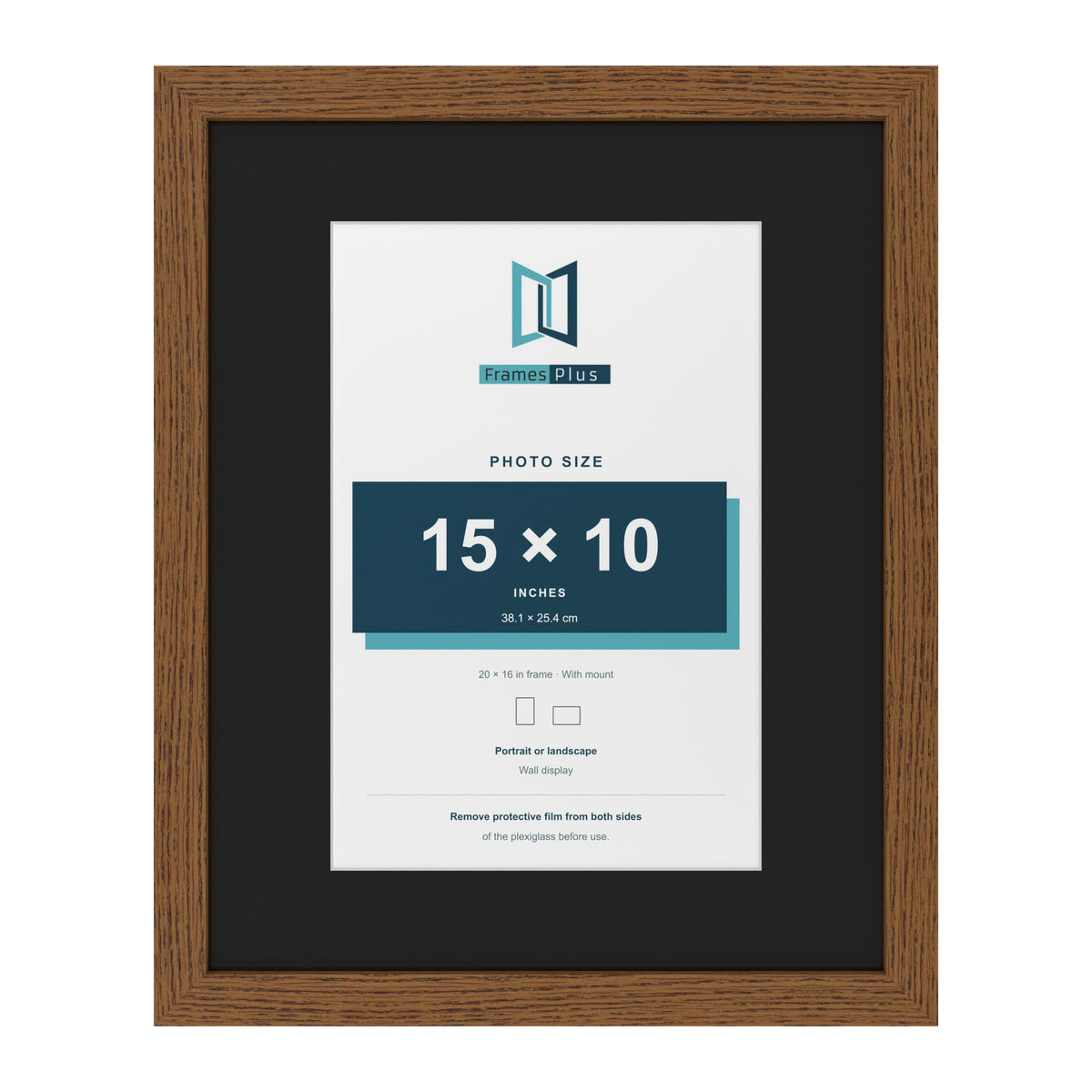 Dark Oak 20 x 16 inch picture frame with a black mount for a 15 x 10 inch photo