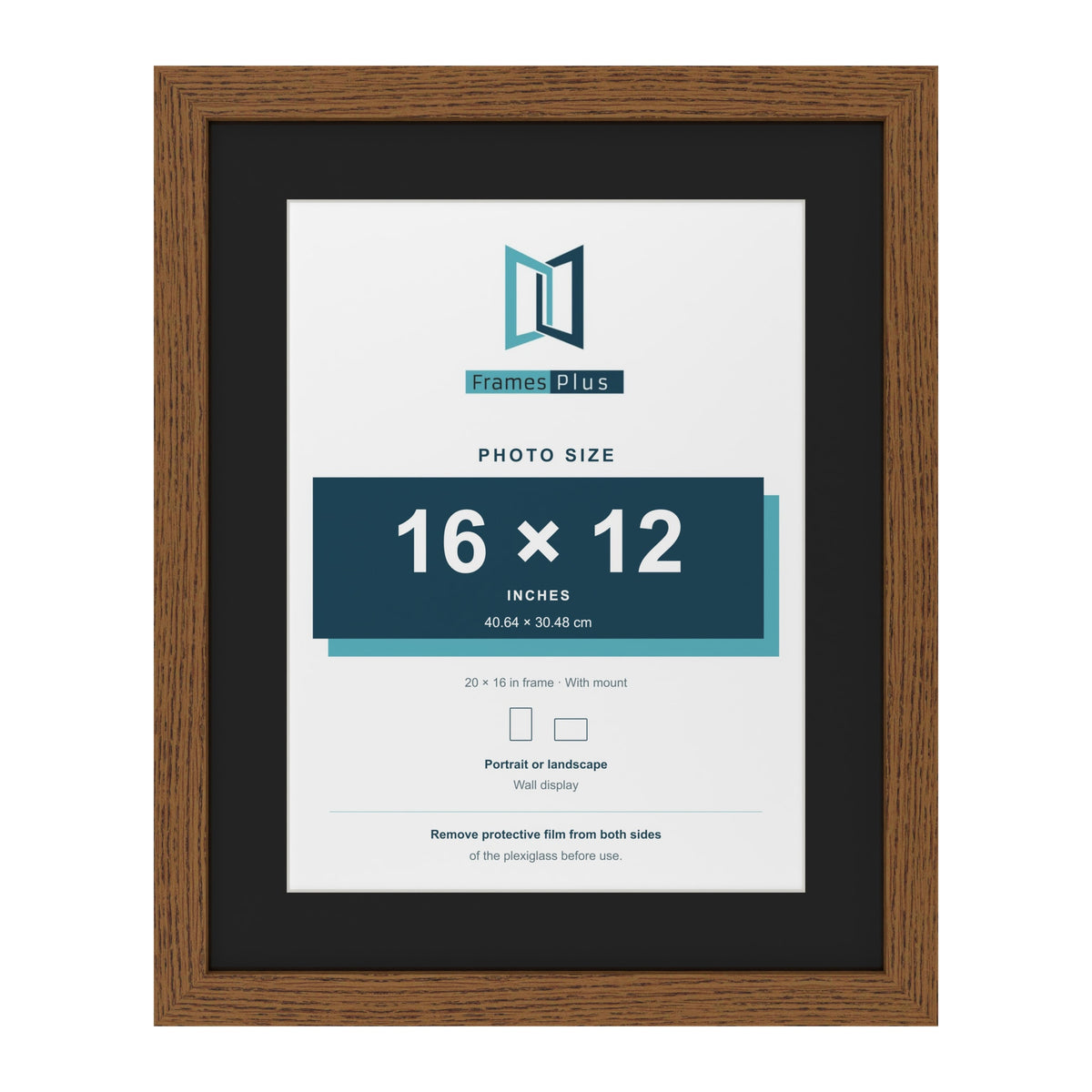 Dark Oak 20 x 16 inch picture frame with a black mount for a 16 x 12 inch photo