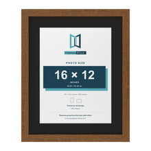 Dark Oak 20 x 16 inch picture frame with a black mount for a 16 x 12 inch photo