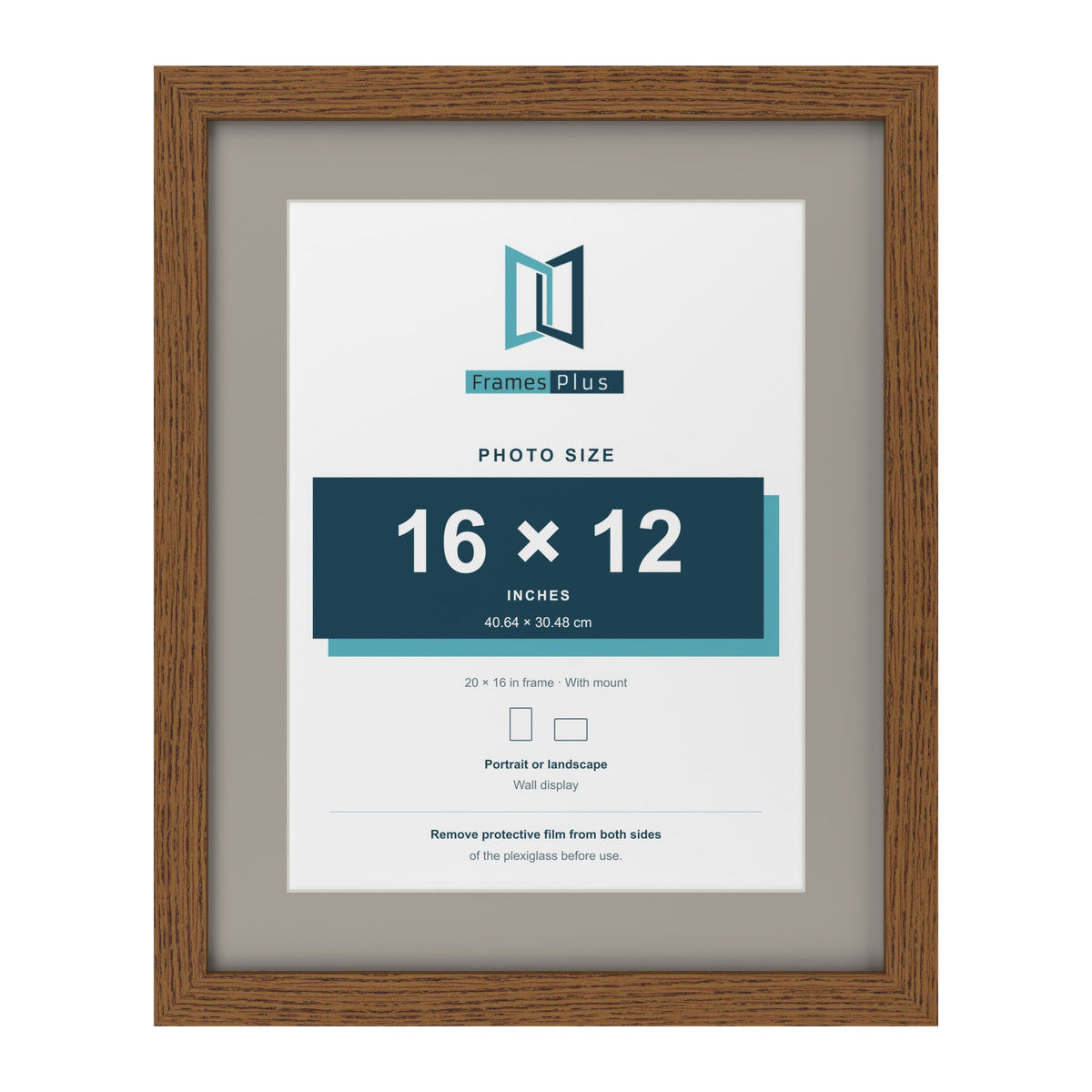 Dark Oak 20 x 16 inch picture frame with a Dawn Grey mount for a 16 x 12 inch photo