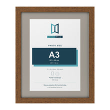 Dark Oak 20 x 16 inch picture frame with a Dawn Grey mount for an A3 photo