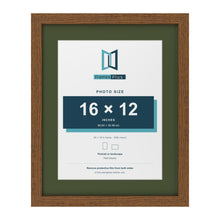 Dark Oak 20 x 16 inch picture frame with a green mount for a 16 x 12 inch photo