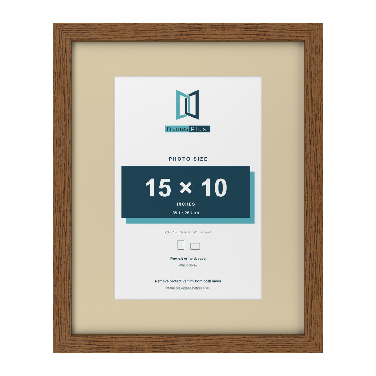 Dark Oak 20 x 16 inch picture frame with an ivory mount for a 15 x 10 inch photo