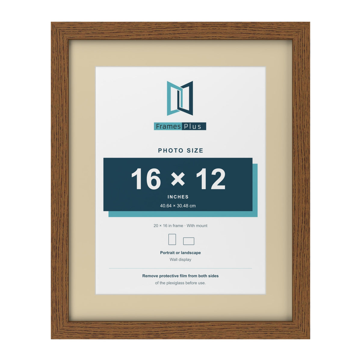 Dark Oak 20 x 16 inch picture frame with an ivory mount for a 16 x 12 inch photo